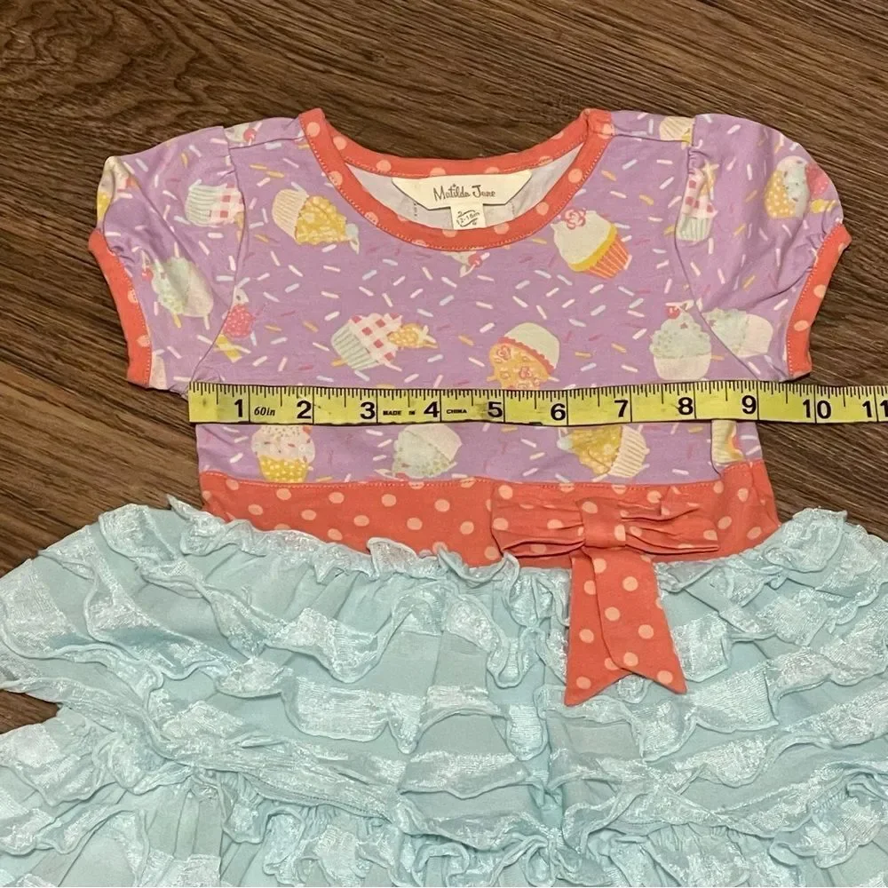 Matilda Jane Extra Sprinkles Dress and Bloomers Lavender Blue Orange 12-18 mos